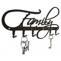 Family is Forever - KEY HOOK Wall Key Holder Hanger - Steel hooks design black 700153073981  321711465219